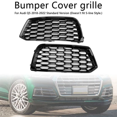 2PCS Front Bumper Cover Grill Grille Bezel Insert Fit Audi Q5 2018-2022 Mesh - Изображение 1 из 4