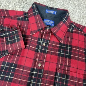 Pendleton Lodge Shirt Mens XL Red Black Plaid Button Up LS 100% Wool - Picture 1 of 6
