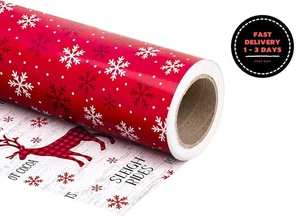 Rollo de papel de regalo navideño reversible - Mini rollo - 43 cm x 10 m - Picture 1 of 6