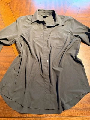 Athleta 黑色长袖开衩袖口领衬衫女式 L 码 — 第 1/4 张图片