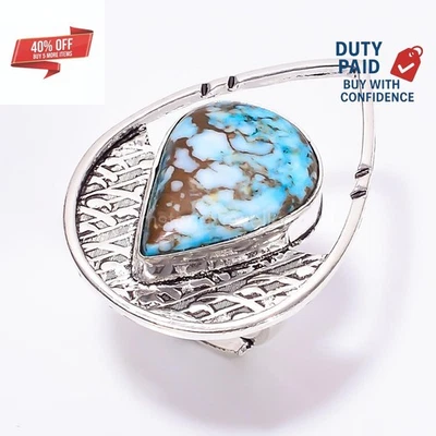 Black Friday Sale 925 prata natural magnesita turquesa anel novo tamanho 6,75 - Imagem 1 de 4