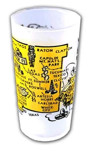 New Mexico Vintage Frosted Glass Travel Souvenier Tumbler, 4.75 inches Tall - Picture 1 of 3