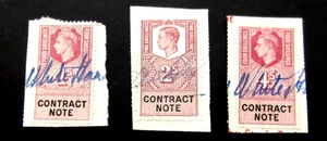 GB-1/-, 2/-, & 4/- KGVI Contract Note Revenues on Piece - Picture 1 of 5
