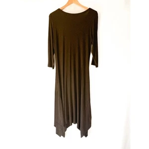 Maxi Vestido Eileen Fisher Mediano Marrón Estilo Envolvente Manga 3/4 Viscosa Minimalista - Imagen 1 de 4