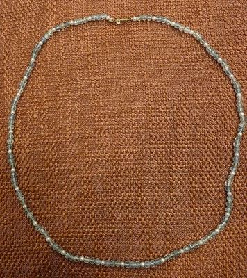 Colar de miçangas com fecho de ouro 14K água-marinha e pérolas 11" de comprimento  - Imagem 1 de 4