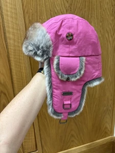 Bart's rosa Trapper Bombermütze Kunstfell Ohrenklappen Schnee Winter Skifahren verstellbar - Bild 1 von 9