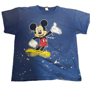 VTG 90s Disney Florida Mickey Mouse T-Shirt Mens 2XL Blue Trashed Paint Grunge - Picture 1 of 7