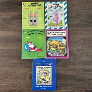 Teacher Resource Lot of 5 Books Magic School Bus Graph Art Sea Animals Christmas - Picture 1 of 19