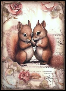 Postkarte - Eichhörnchen - Valentinstag - leere Rückseite - 4" x 5 1/2" - CL417 - Bild 1 von 2
