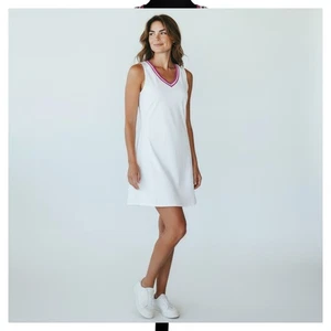 Sincerely Jules Sport Tennis Golf Active Dress White Pink V-neck Women Size M - Picture 1 of 10
