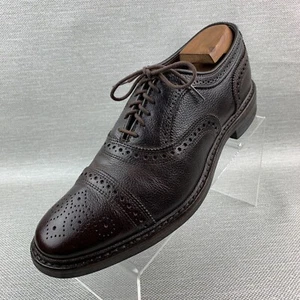 Allen Edmonds Strandmok Oxford Brown Leather Cap Round Toe Brogue Lace Up Size 9 - Picture 1 of 12