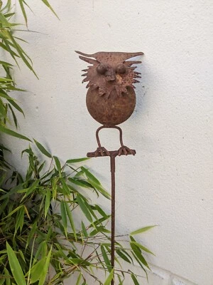 Gartenstecker Rost Beetstecker Garten Eule aus Metall Rost B10H120cm einzige  - Bild 1 von 3
