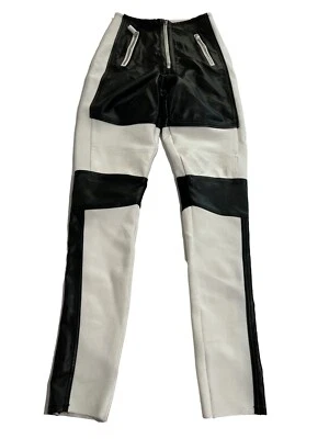Mistress Rocks Philosophy Bandage + Vegan Leather Biker Pants in Black White - Изображение 1 из 4