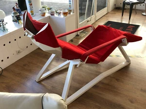 Designer Luxus Liege - Sonnenliege - Gartenliege 70er/80er weiß/rot Rarität!!!! - Bild 1 von 11