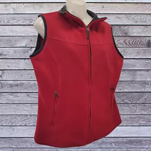 Pendleton Men's Large Red/Black Micro Fleece Vest Full Zip Pockets Lined Collar - Picture 1 of 6