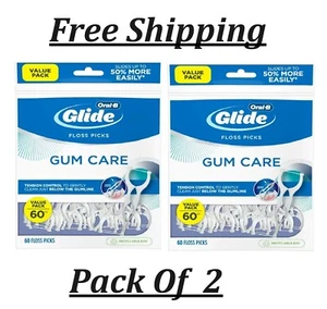 Oral-B Glide Gum Care Dental Floss Picks Tension Control, Remove Plaque 60ct 2Pk - Picture 1 of 1