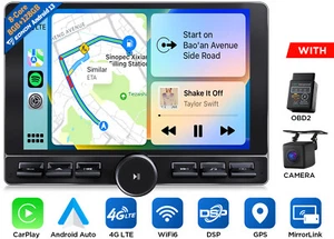 10.1" Android 13 8+128 CarPlay 2DIN Car Stereo GPS Radio DSP WiFi 4G LTE OBD CAM - Picture 1 of 24