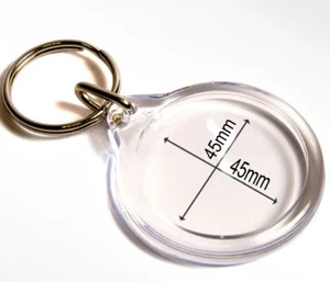 Großer leerer runder Schlüsselring Schlüsselanhänger bedruckter Einsatz/Foto-Kunststoff 50 mm Durchmesser - Bild 1 von 4