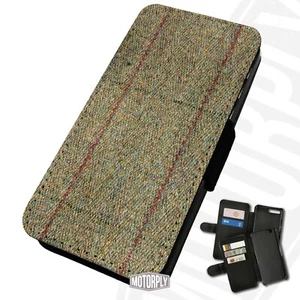 Printed Faux Leather Flip Phone Case For Huawei - Highland-Tweed-Pattern - Picture 1 of 5