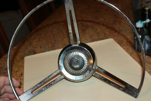 OLD CAR FORD STEERING WHEEL BUTTON chrome Trim FORD early 1960 - Picture 1 of 7