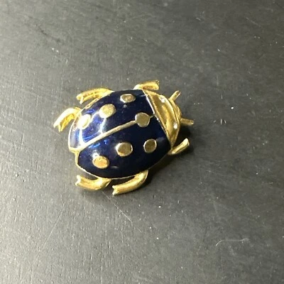 Ancienne Broche En Plaquer Or 18k 750 Art Déco Nouveau créateur YR scarabée  - Photo 1/4