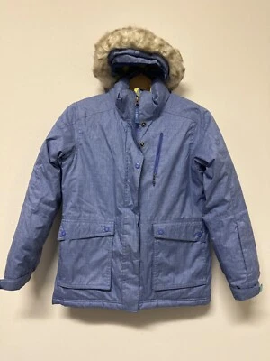 L.L Bean Winter Light Blue Faux Fur Hooded Jacket Coat Size L 14/16 Boys - Image 1 of 4