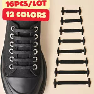 16 pz/lotto Sistema di allacciatura elastica senza lacci scarpe slip on senza cravatta silicone nuovi - Foto 1 di 25