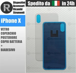 Copri Batteria Cover Coperchio Vetro Posteriore Apple Iphone X ARGENTO SILVER - Foto 1 di 1