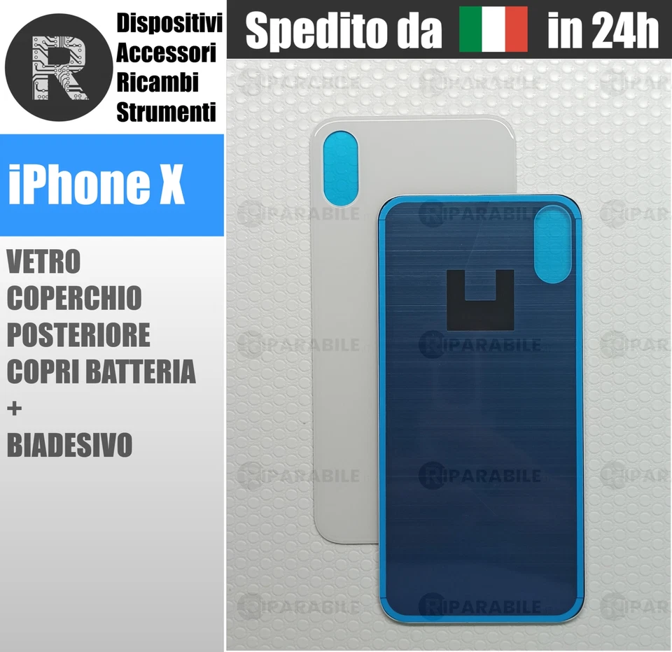 Coperchio Copri Batteria Posteriore ARGENTO in VETRO per Apple Iphone X - Immagine 1 di 1