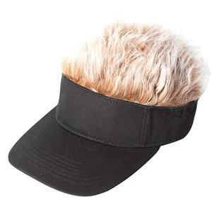 Men's Flair Hair Sun Visor Cap With Fake Hair Wig Baseball Peaked Hat Cap Unisex - Picture 1 of 14