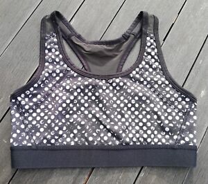 Sport-Bustier, Rückenteil aus Mesh, schwarz-weiß mit Punkten, Gr. S