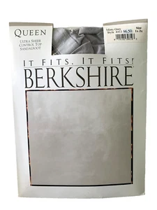 BERKSHIRE Queen Misty Gray Pantyhose Silky Control Top Sandal Toe Size 1X2X - Picture 1 of 6