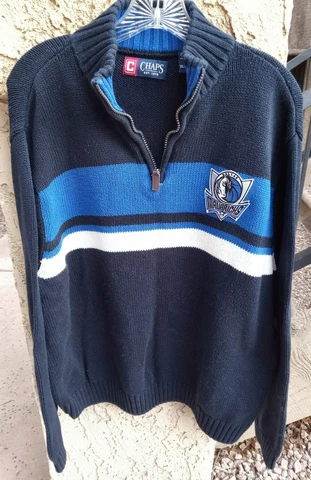 Dallas Mavericks (NBA) zip collar sweater, sz 3XL, Chaps, black/white/blue Cover