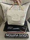 Chanel Vintage CC Diamond Stitch Chain Hand Bag  White Lamb Skin 💗💗SO CHIC