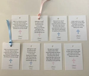 Favour Tags/Labels Christening/Baptism/Naming Choice of 3 Poems Without Ribbon - Picture 1 of 5