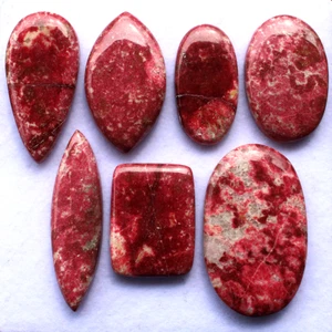 7 Pcs Norway Natural Thulite High Quality 27mm-44mm Cabochon Loose Gemstones Lot - Picture 1 of 11