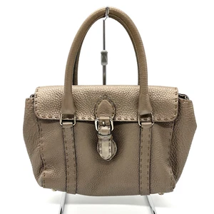 Fendi Hand Bag Mini Linda Selleria Leather Silver From Japan Auth - Picture 1 of 15
