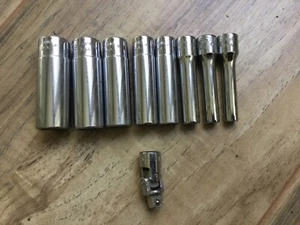 Snap On Tools 1/4" Drive 7 Pc SAE Deep 6 Pt Socket Set Plus 1 Swivel Extension - Picture 1 of 5