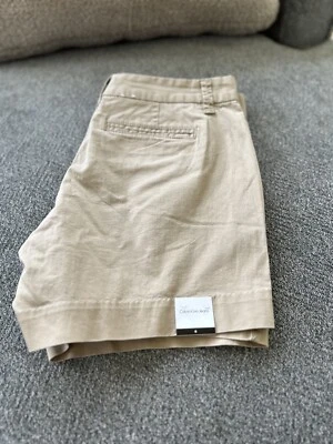 Pantalones Cortos Calvin Klein Caqui Tostado Para Mujer Talla 4 Nuevos con Etiquetas Estilo Chino Con 4 Bolsillos Foto 1 de 4