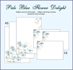 Papel de escribir carta azul pálido Flower Delight - ¡EN OFERTA ESPECIAL! ¡Solo £3,70! - Imagen 1 de 5