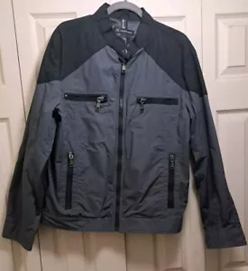 INC International Concepts Mens Jacket Size L Large Black Grey Full Zip - Picture 1 of 9