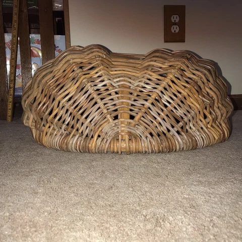 Vintage Wicker LARGE Gathering Buttocks Basket Woven Primitive 20X17X9" TALL Cover