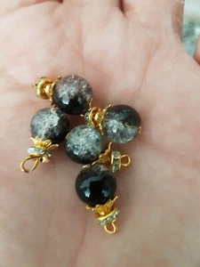 18mm fancy galaxy black & clear gem dress coat button sew on jewel rhinestone - Picture 1 of 1