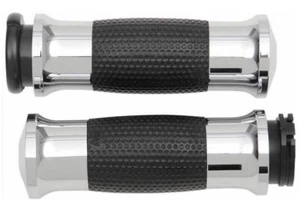 Avon Gel Chrome/Black Handlebar Grips - Cable Style (GEL-70-CH) - Picture 1 of 1