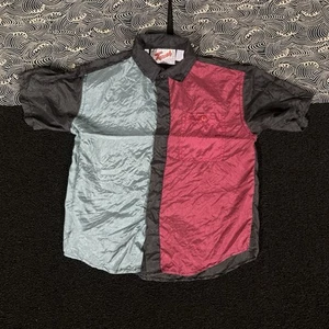 Kids Silk Shirts Short Sleeve m touch vintage y2k colorblock tennis -AB167 - Picture 1 of 18