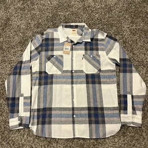 Camicia Levi's Strauss & CO. uomo XL manica lunga 100% cotone a quadri nuova con etichetta - Foto 1 di 10