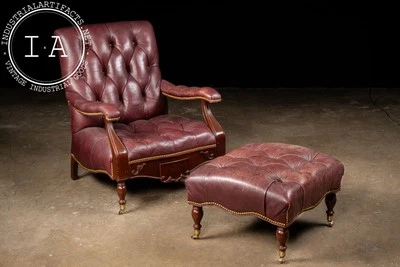 Винтажный хьюмидор кресло и прокатки Османский набор в бордовый от Hancock & Moore - Изображение 1 из 4