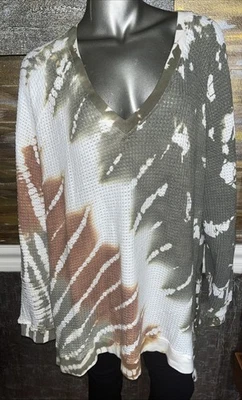 XCVI Dutchman V-Neck  Oblivion Wash Earthen  Tunic Top - Image 1 of 4