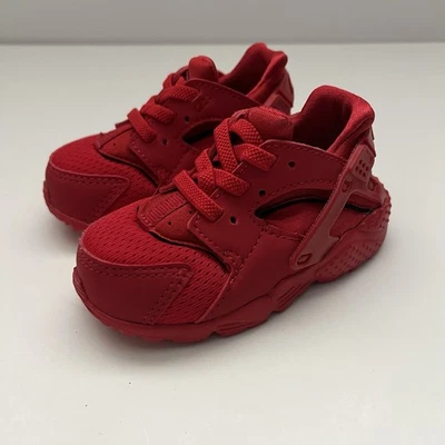 NIKE Niño Pequeño Huarache Run TD Tenis Triple Rojo Universitario 704950-600 Zapatos 5c Foto 1 de 4