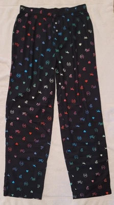 Victoria's Secret PINK Multi Color Logo Dog Black Cotton Pajama Sleep Pants M - Image 1 of 4
